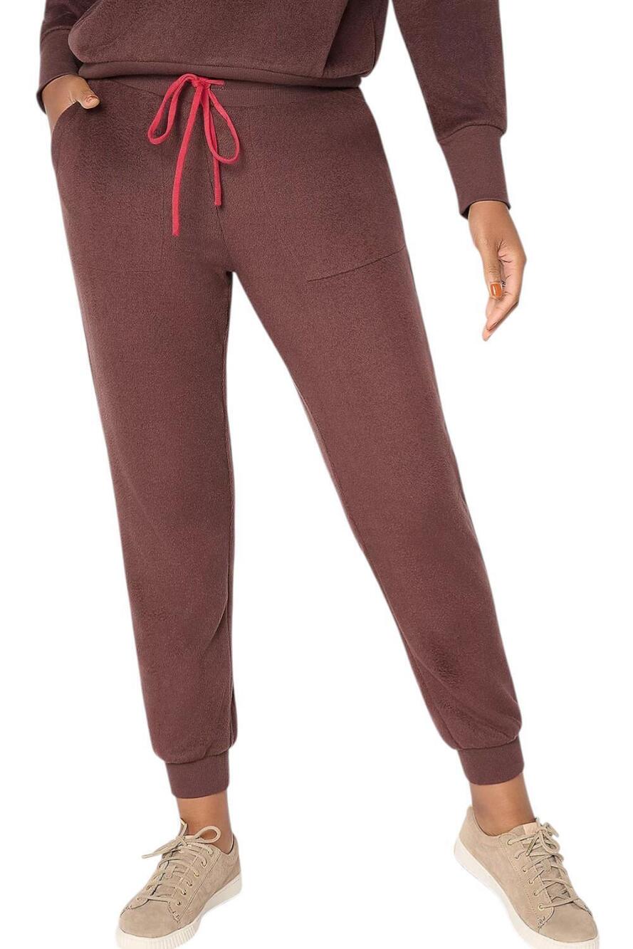 Mally Roncal Women's Cozy Plush Ankle Length Joggers Mocha - Regular